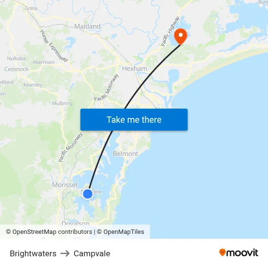 Brightwaters to Campvale map