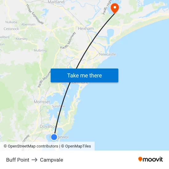 Buff Point to Campvale map