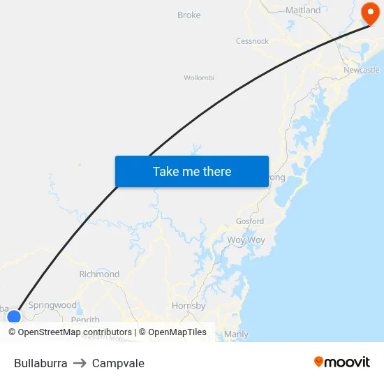 Bullaburra to Campvale map