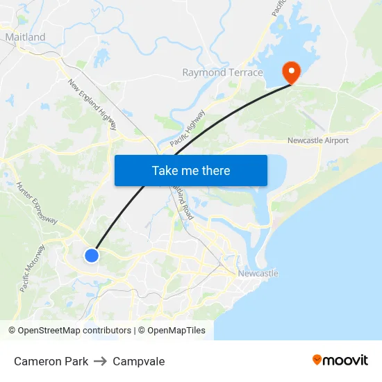 Cameron Park to Campvale map