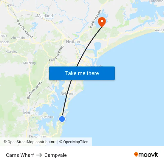Cams Wharf to Campvale map