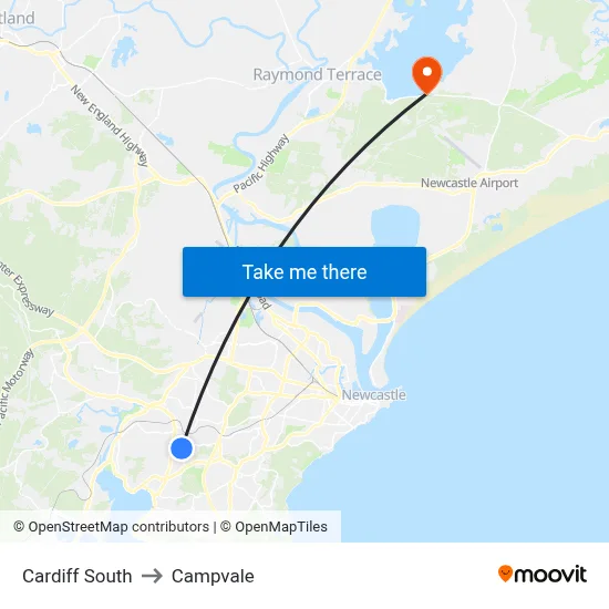 Cardiff South to Campvale map