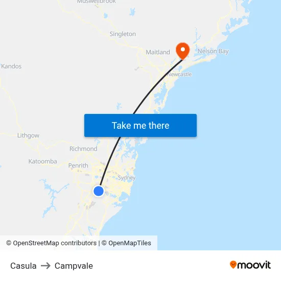Casula to Campvale map