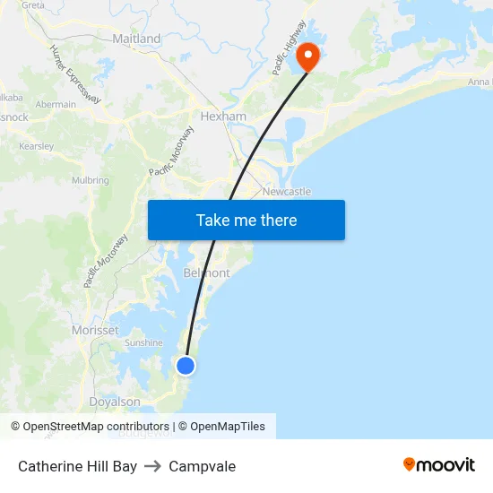 Catherine Hill Bay to Campvale map