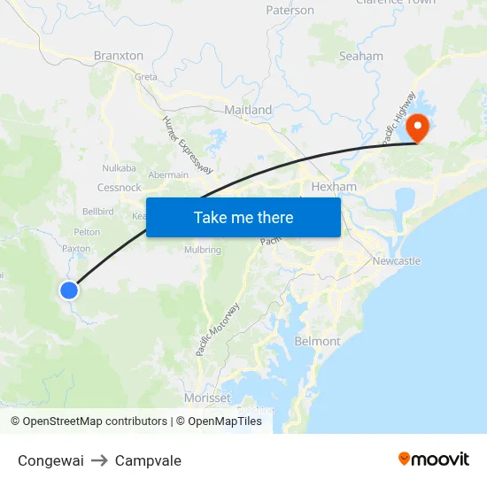 Congewai to Campvale map