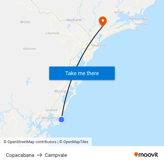 Copacabana to Campvale map