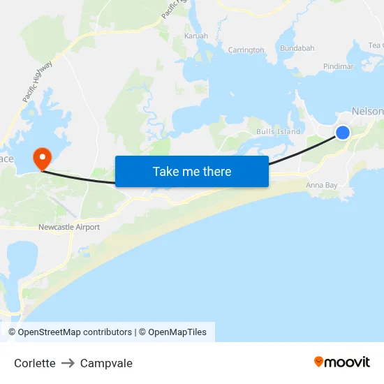 Corlette to Campvale map