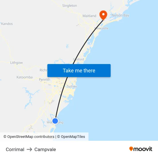Corrimal to Campvale map