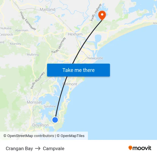 Crangan Bay to Campvale map