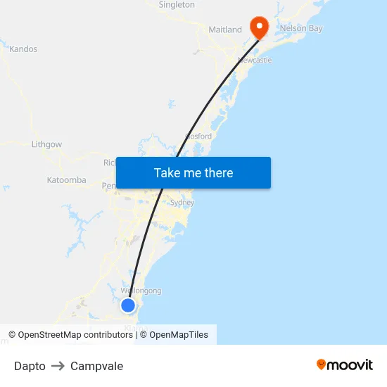 Dapto to Campvale map