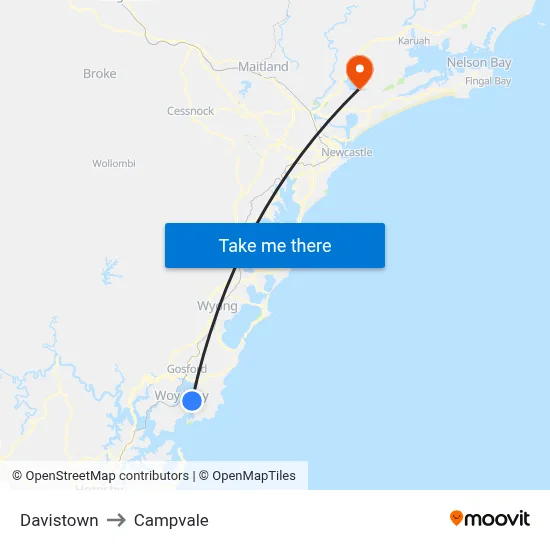 Davistown to Campvale map