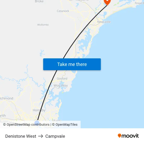 Denistone West to Campvale map