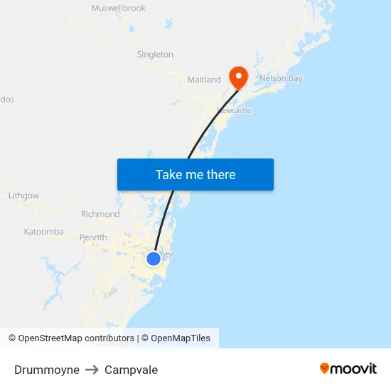Drummoyne to Campvale map