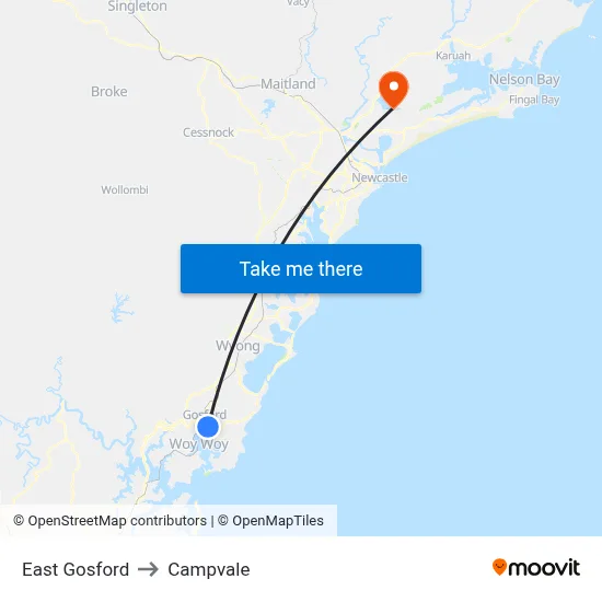 East Gosford to Campvale map