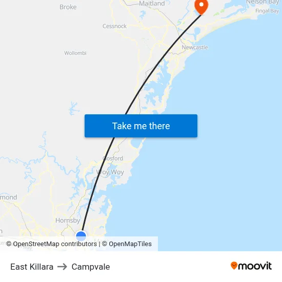 East Killara to Campvale map