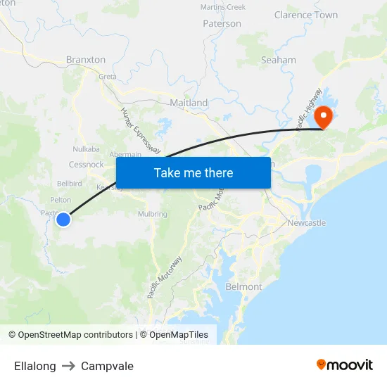 Ellalong to Campvale map
