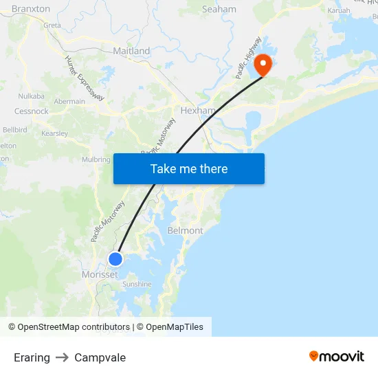 Eraring to Campvale map