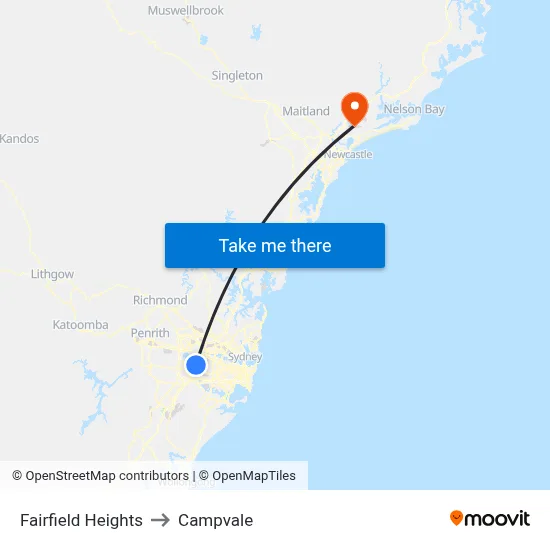 Fairfield Heights to Campvale map