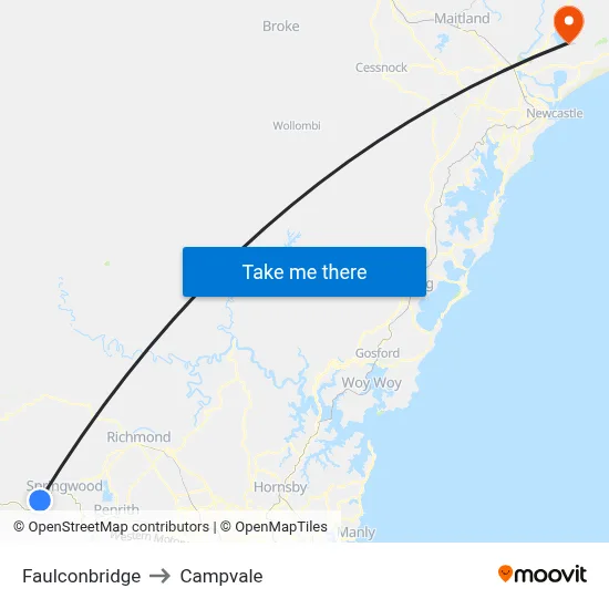 Faulconbridge to Campvale map