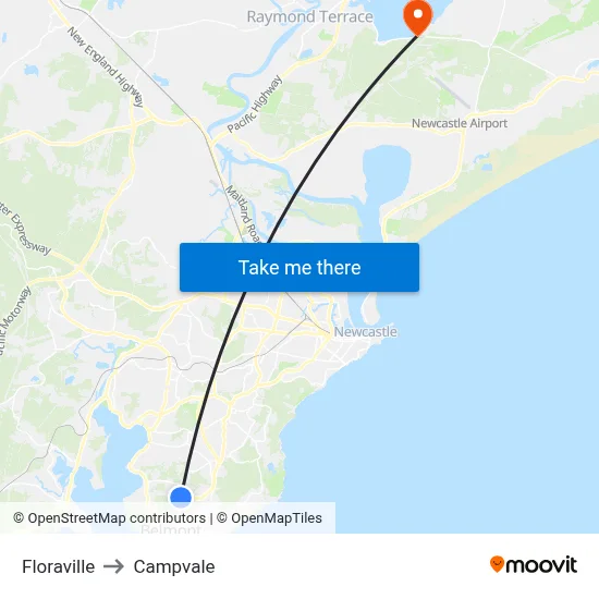 Floraville to Campvale map