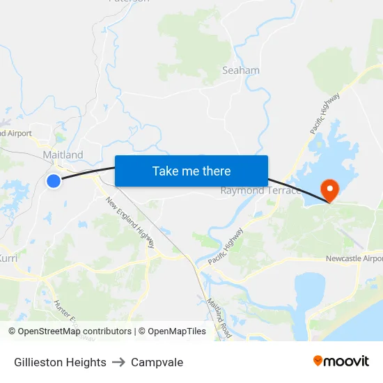 Gillieston Heights to Campvale map