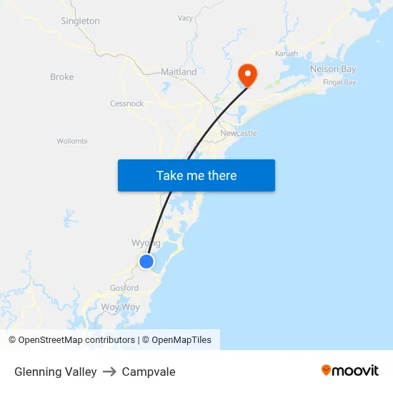 Glenning Valley to Campvale map