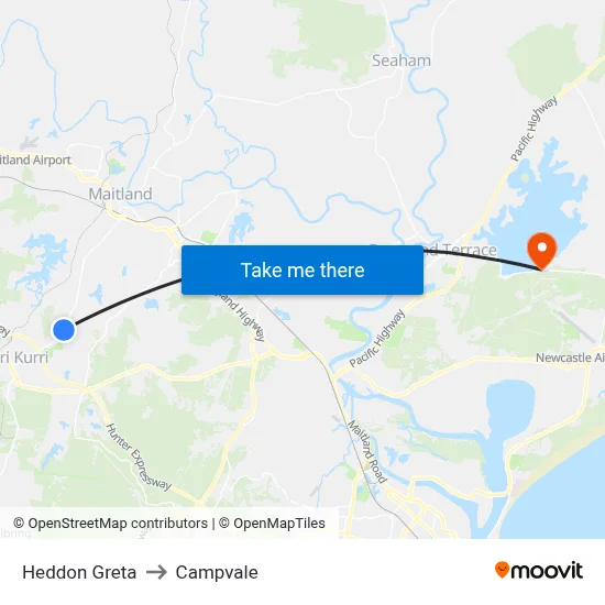 Heddon Greta to Campvale map
