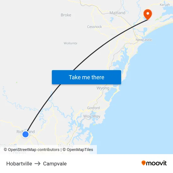 Hobartville to Campvale map