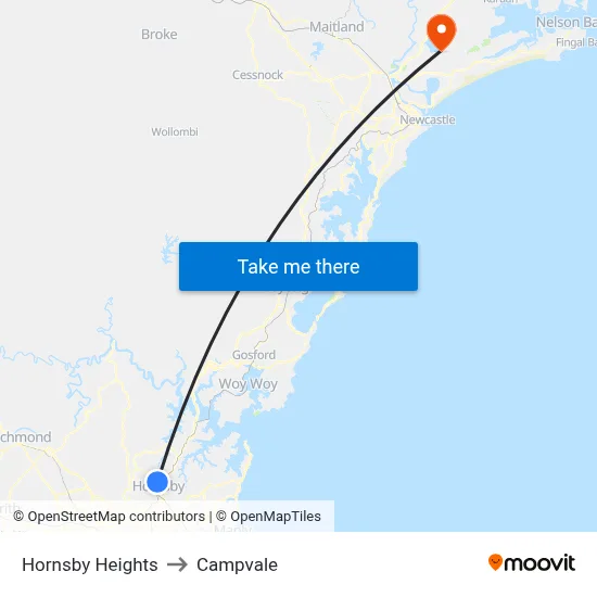 Hornsby Heights to Campvale map