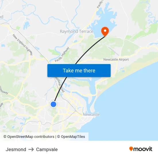 Jesmond to Campvale map