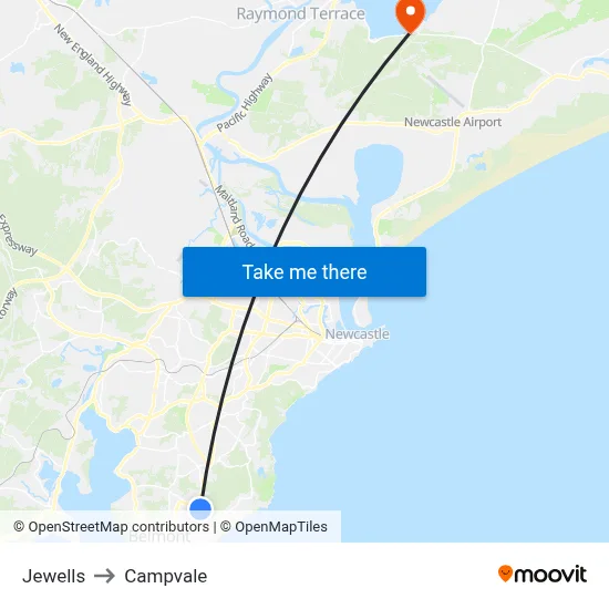 Jewells to Campvale map