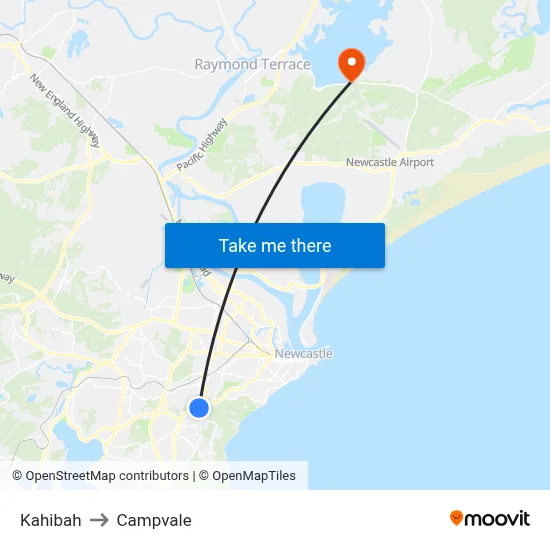 Kahibah to Campvale map