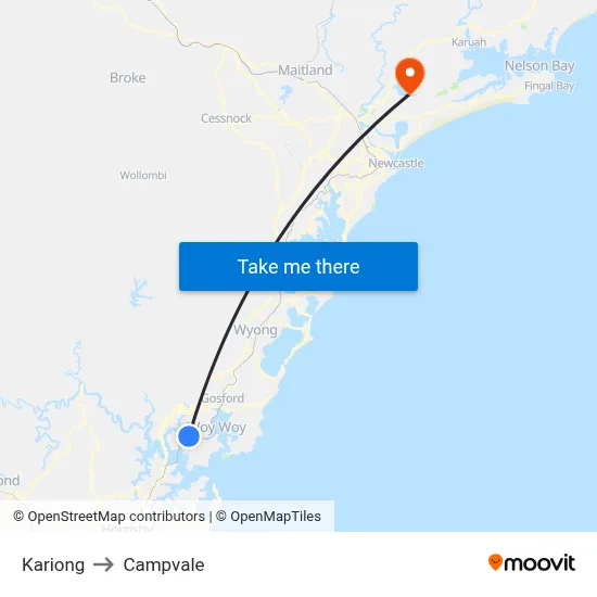 Kariong to Campvale map