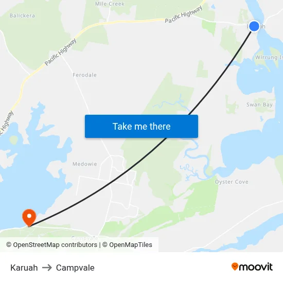 Karuah to Campvale map