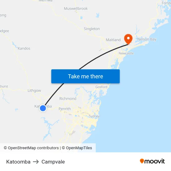 Katoomba to Campvale map