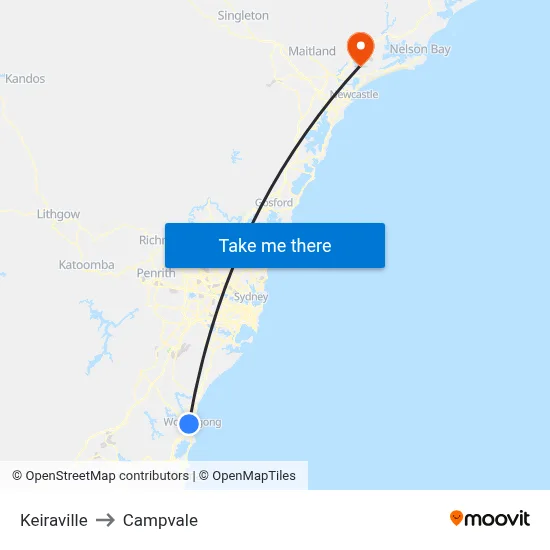 Keiraville to Campvale map