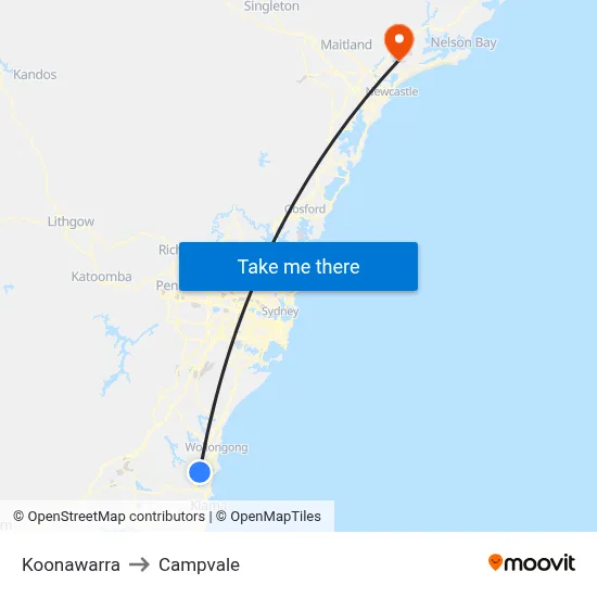 Koonawarra to Campvale map