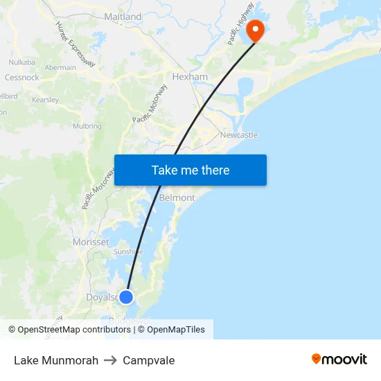 Lake Munmorah to Campvale map