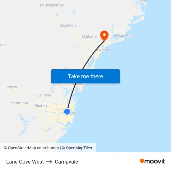 Lane Cove West to Campvale map