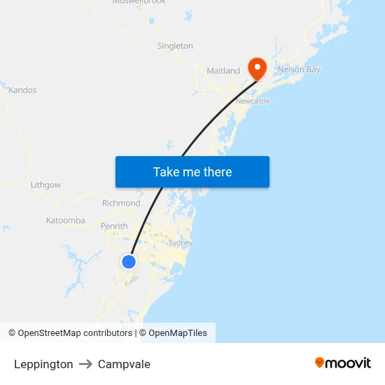 Leppington to Campvale map