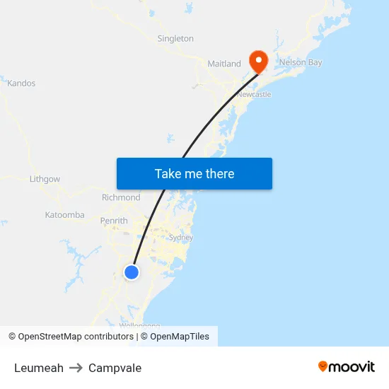 Leumeah to Campvale map