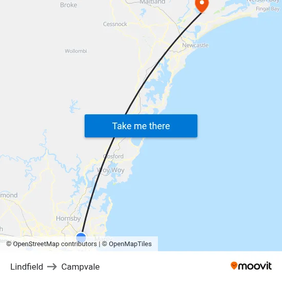 Lindfield to Campvale map