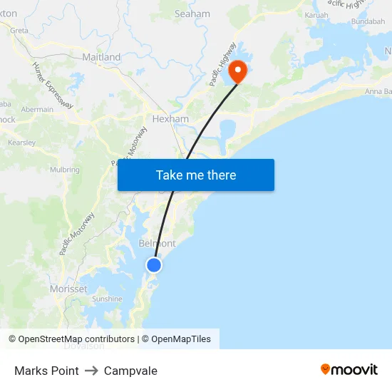 Marks Point to Campvale map
