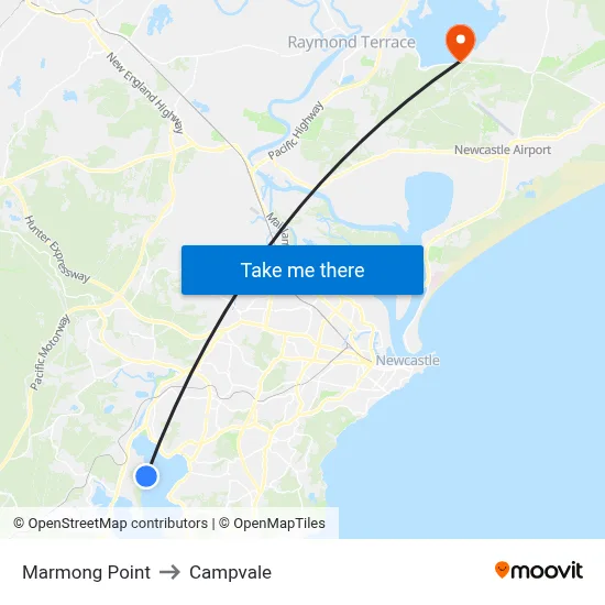 Marmong Point to Campvale map