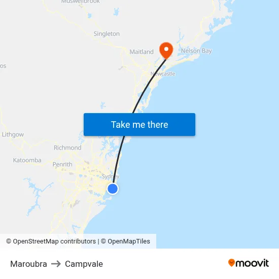 Maroubra to Campvale map