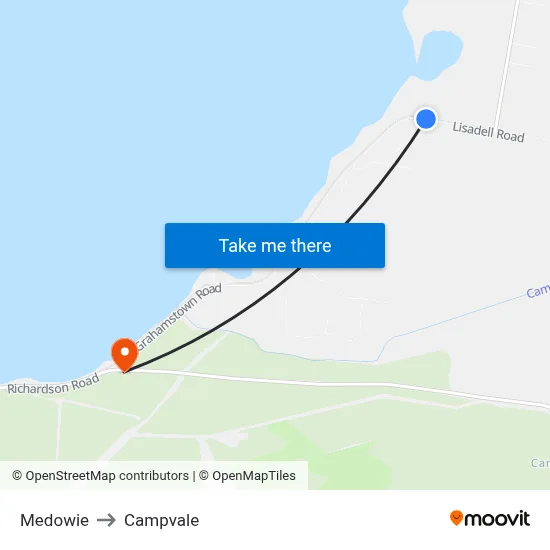 Medowie to Campvale map