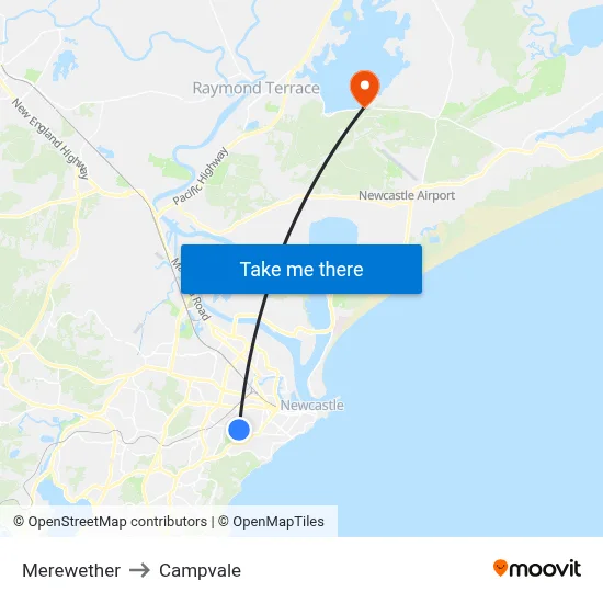 Merewether to Campvale map