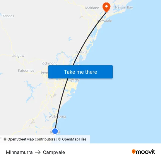 Minnamurra to Campvale map
