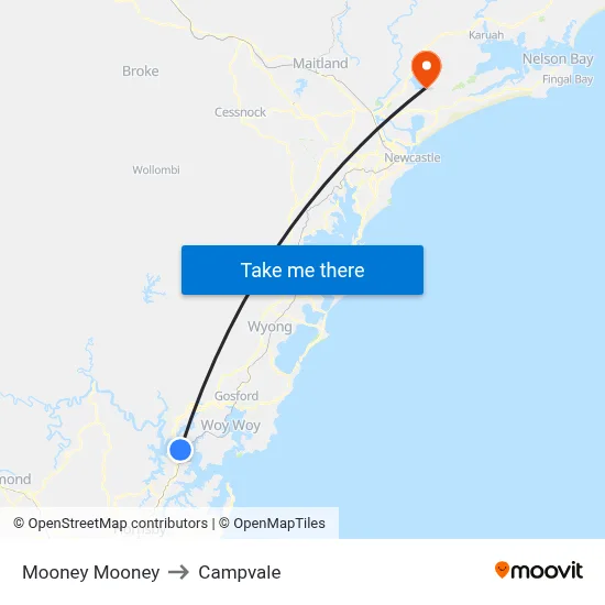 Mooney Mooney to Campvale map