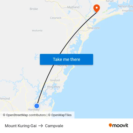 Mount Kuring-Gai to Campvale map